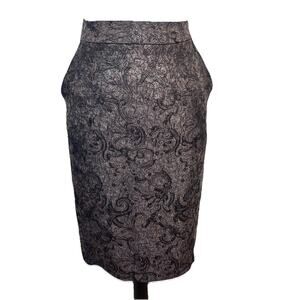 Coldwater Creek Skirt size 6 Brown Brocade Floral Pencil Knee Church Wedding